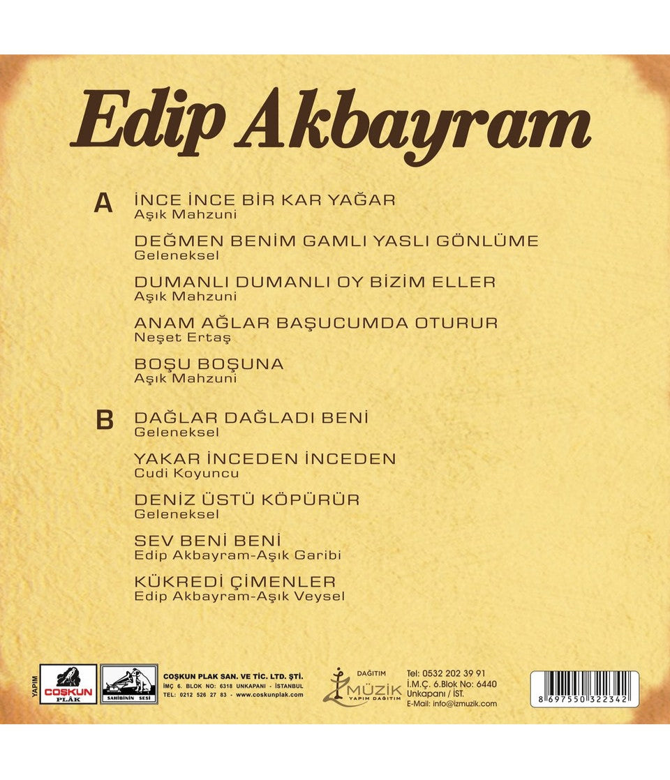 Edip Akbayram Plak| Edip Akbayram -En iyileriyle Analog Master| (Plak) Schallplatte | LP