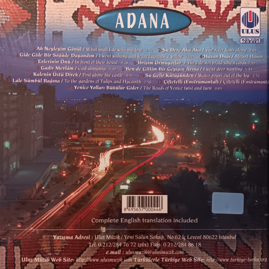 Türkülerle Türkiye CD- Türkülerle Türkiye | 01 Adana (CD) Türk Halk | Müziği | CD