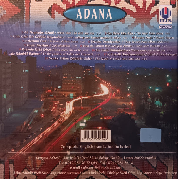 Türkülerle Türkiye CD- Türkülerle Türkiye | 01 Adana (CD) Türk Halk | Müziği | CD