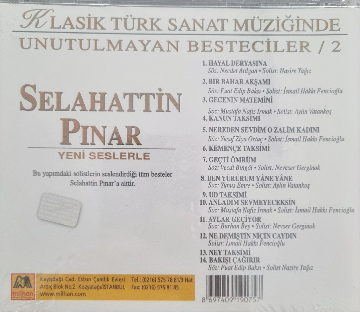 Selahattin Pınar -1902-1960 Klasik Türk Sanat Müziğinde Unutulmayan Besteciler (Türkische Kunstmusik | CD)