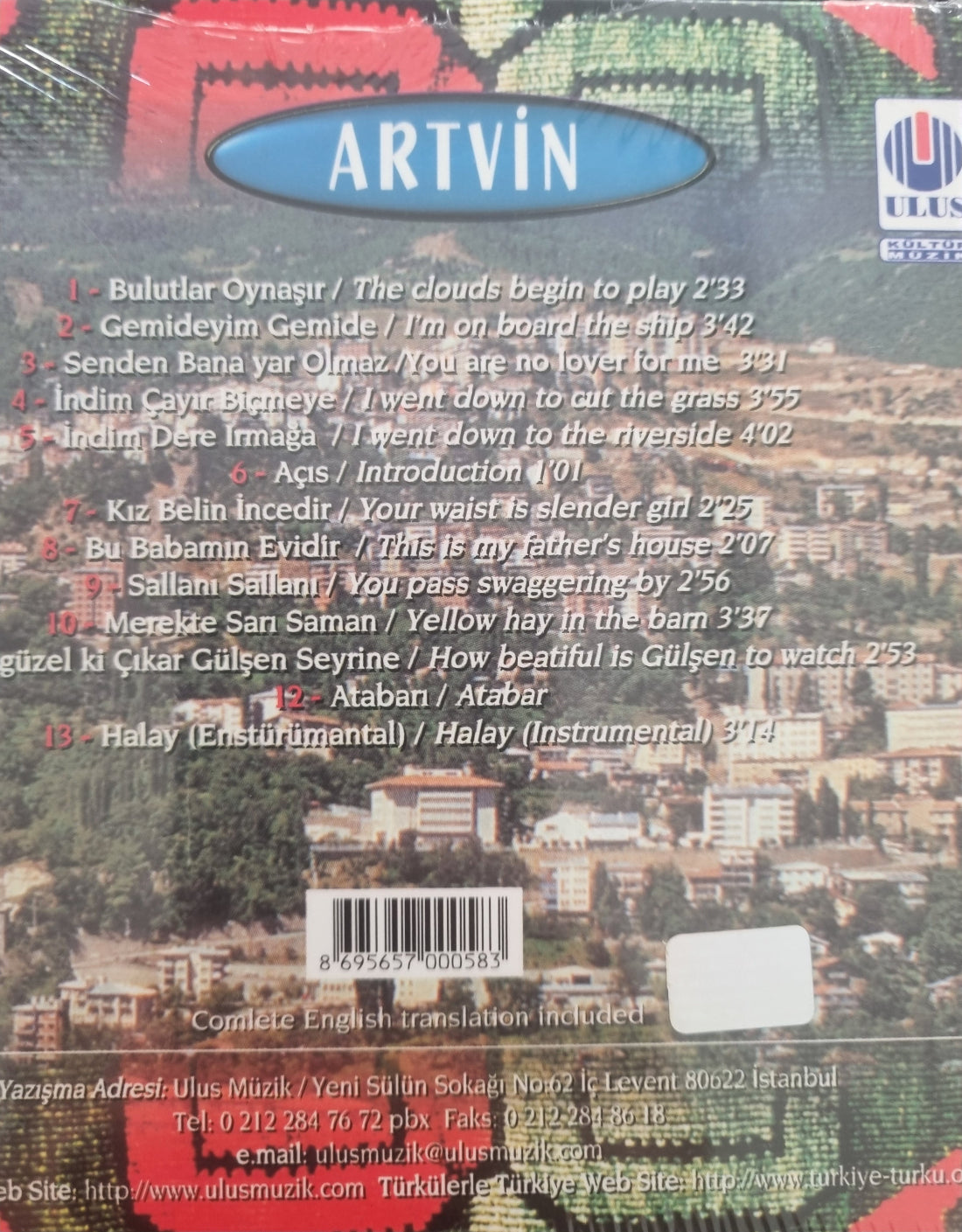 Türkülerle Türkiye - Türkülerle ARTVİN (CD) Türk Halk | Müziği |Kültür Serisi |CD