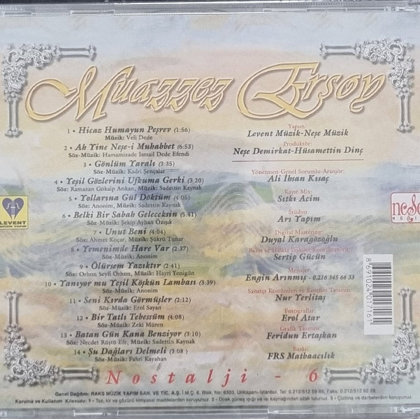 MUAZZEZ ERSOY CD - NOSTALJI 6 CD- Türk Sanat | Müziği | Sanat Müziği | CD