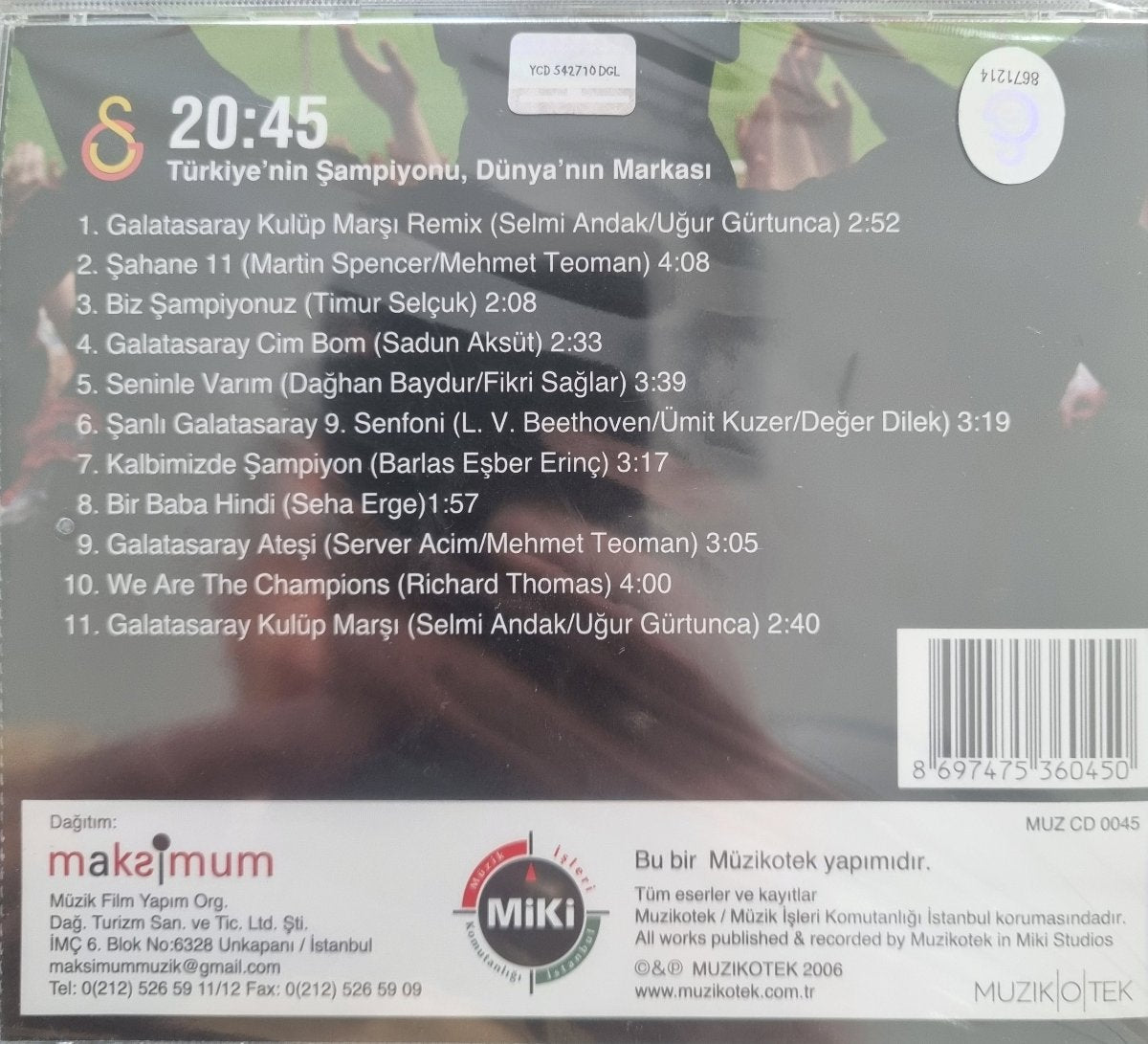 Galatasaray - Şampiyonluk Albümü CD 20:45 ( Galatasaray Taraftar Şarkıları CD)