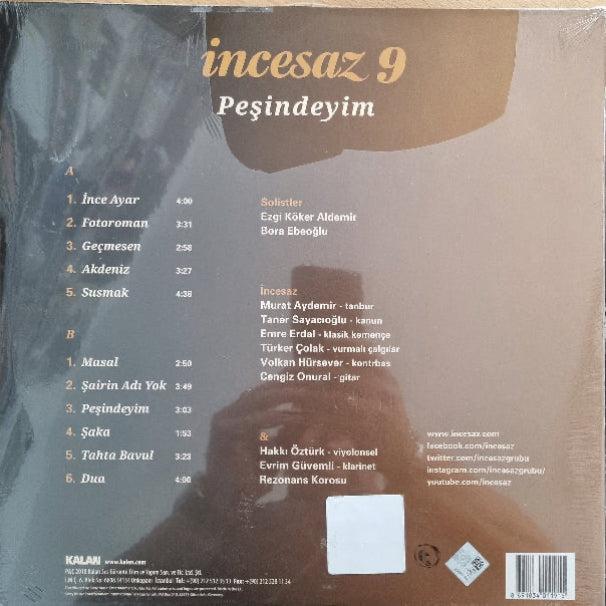 İncesaz 9 - Peşindeyim ( Plak ) Türk Sanat |Sanat |Müziği| Plak | Schallplatte| Vinyl| LP