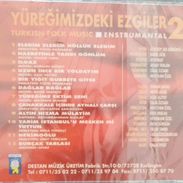 Yüreğimizdeki Ezgiler 2 |Türk halk |müziği | Enstrümantal |CD ( Almanya | Stuttgart | Esslingen | DESTAN Müzik Üretim )