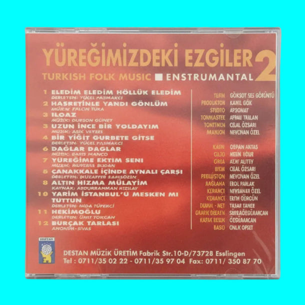 Yüreğimizdeki Ezgiler 2 CD |Türk halk |Enstrümantal |CD ( Almanya | Stuttgart | Esslingen | DESTAN Müzik Üretim )