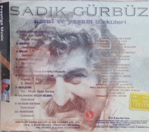 Sadık Gürbüz - Umut Ve Yaşam Türküleri | CD | türk halk | müziği | CD