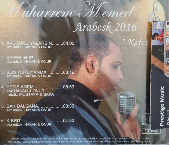Muharrem Memed | Arabesk 2016 | Kafes | CD | Almanya BASKI | CD