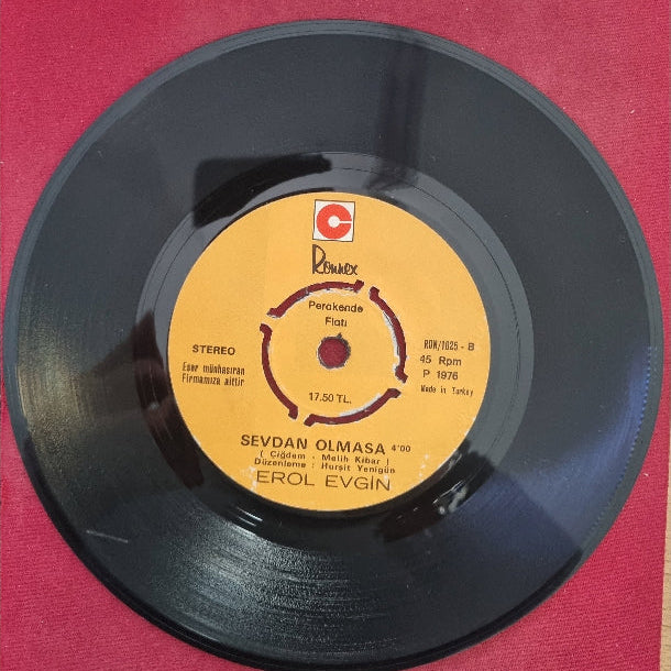 Erol Evgin Plak | İşte Öyle Bir Şey | Sevdan Olmasa | Plak | 1976 | 45 'lik Plak