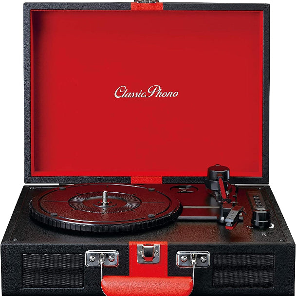 Lenco TT-110 BKRD – Tragbarer Retro-Kofferplattenspieler – Mit Bluetooth & Integrierten Lautsprechern