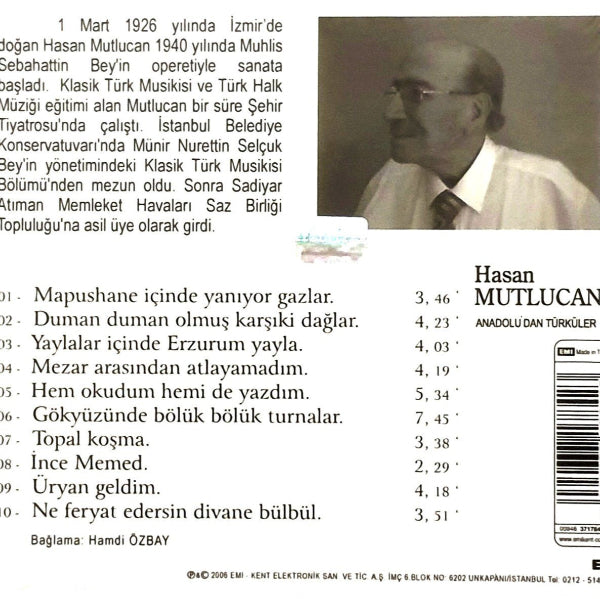 Halk Müziği | Anadolu'dan Türküler | Hasan MUTLUCAN | CD |Türkische Volksmusik