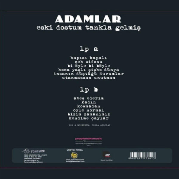 Adamlar - Eski Dostum Tankla Gelmiş | Plak | Türk Rock | Türkischer Rock | Schallplatte | Satın al