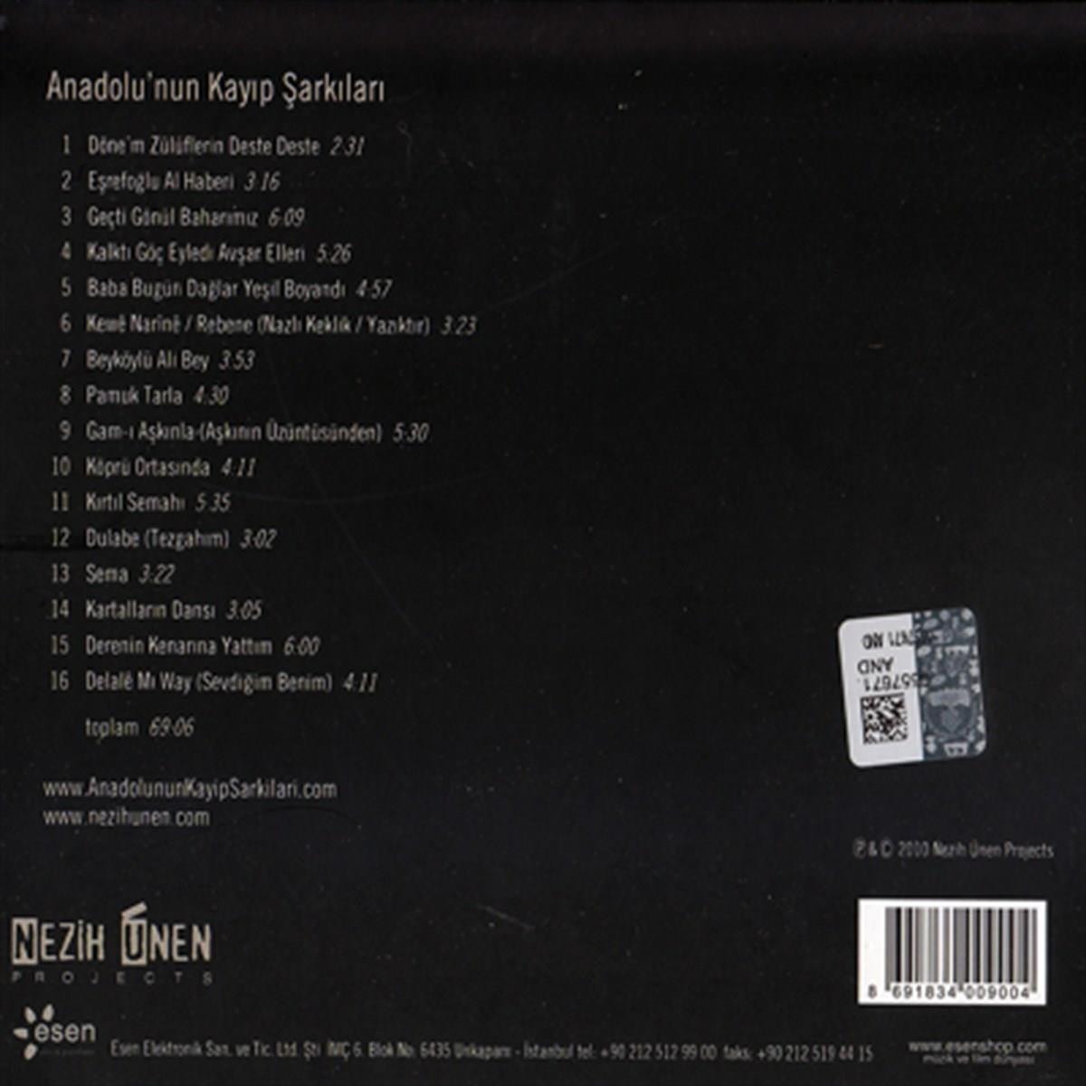 Anadolunun Kayıp Şarkıları | CD | Film Müzikleri Lost Songs of Anatoli a (Halk Müziği CD )