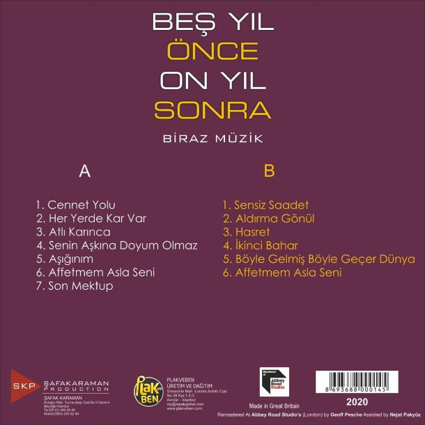 Beş Yıl Önce On Yıl Sonra - Biraz Müzik (Plak)Türkçe | Pop | Plak | kayıt | LP