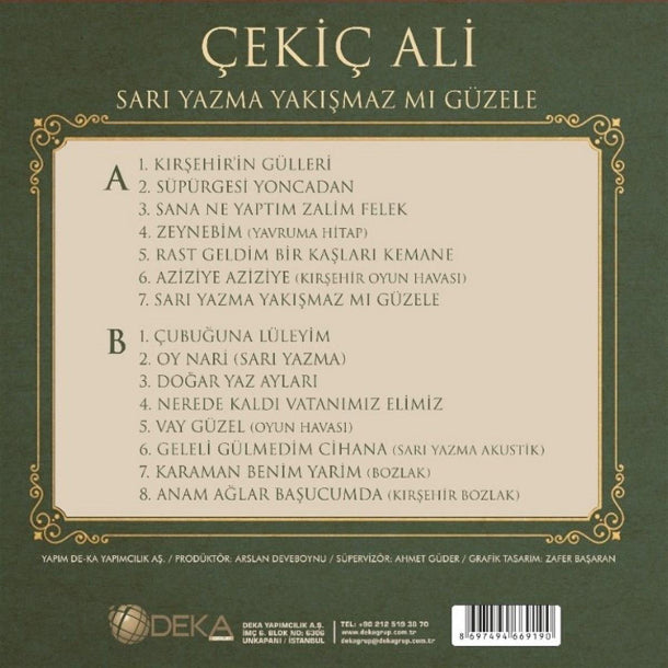 Çekiç Ali - Sarı Yazma Yakışmaz mı Güzele (Türk Halk Müziği) | kayıt | LP) Türk Halk | Plak
