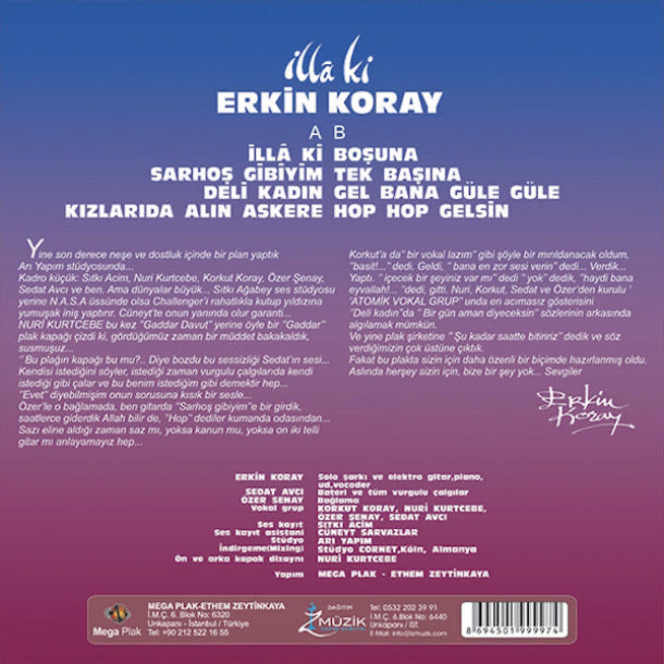 Erkin Koray - İlla Ki (Plak) illa ki - Erkin Koray Plak | Türk Rock | Türkçe | Rock | Plak | LP