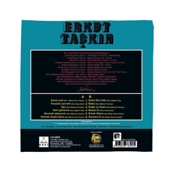 Erkut Taçkın (Plak) Erkut Taçkın Beyaz Ev (1975) Plak | Erkut Taçkın Çaren Yok | Erkut Tarcin Yeryüzü Cenneti (1975)Plak | LP