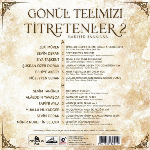 Gönül Telimizi Titretenler plak 2 ( Plak )Türk | Sanat | Plak |Schallplatte| LP( Türk Sanat | Müziği ) Schallplatte