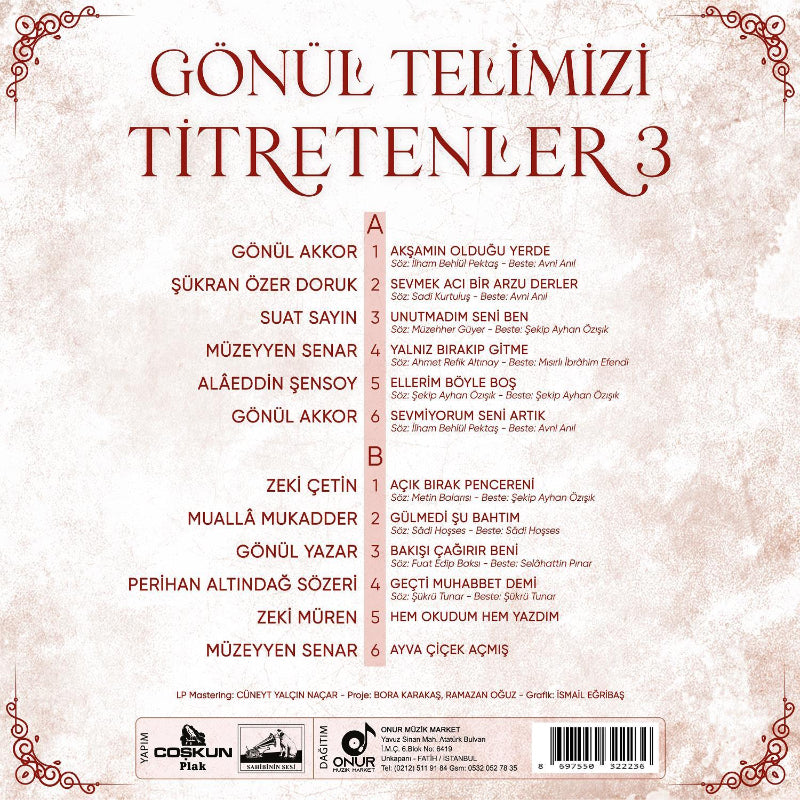 Gönül Telimizi Titretenler 3 - Çeşitli Sanatçılar ( Plak ) Türk Sanat | Plak | Schallplatte | LP
