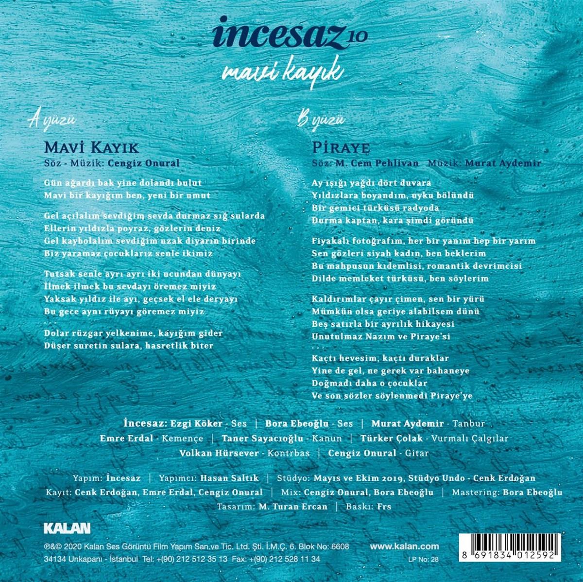 İncesaz 10 - Mavi Kayık (Single Plak ) Plak| Schallplatte | LP