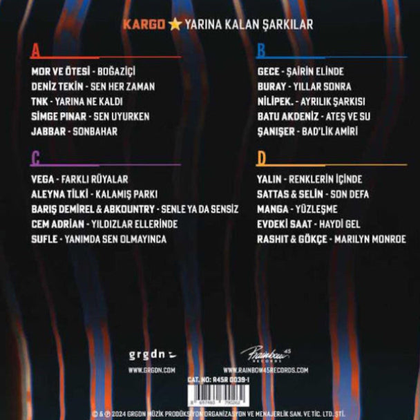 Kargo - Yarına Kalan Şarkılar |Çeşitli Sanatçılar | Karışık Pop| Kaynak | Plak | kayıt | LP