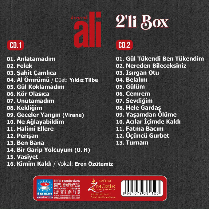 Kıvırcık Ali CD-Kivircik Ali Veda-Sevdiklerim (2'Li Box CD)Türk Halk CD