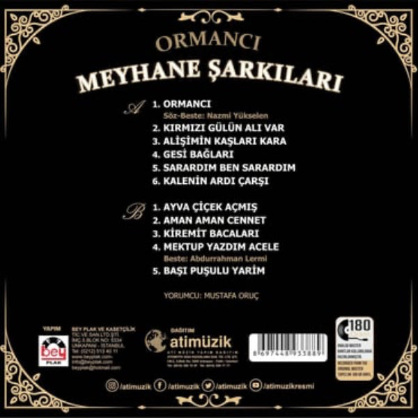 Meyhane Şarkıları -Ormancı (Plak) Türk Sanat | Şarkılar | müziği | Plak | Schallplatte | LP