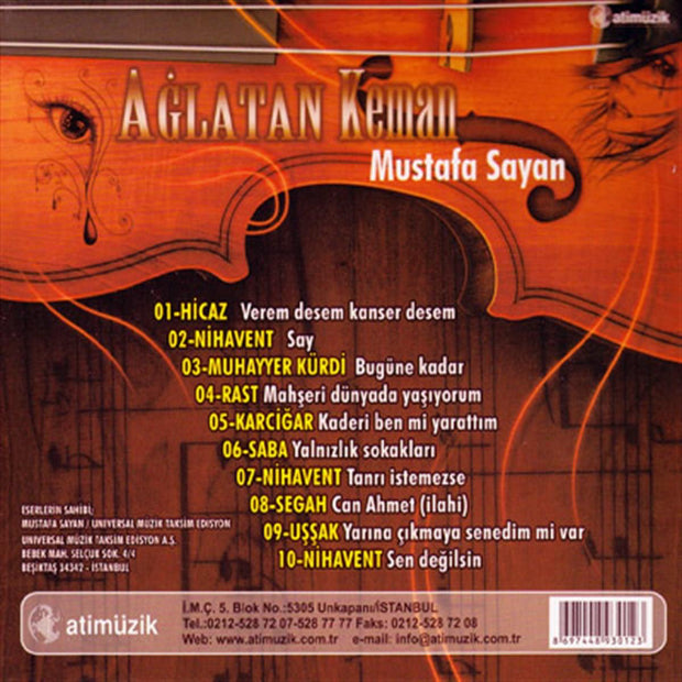 Ağlatan Keman | CD | Mustafa Sayan | Türk Sanat | Müziği | Musiki | CD