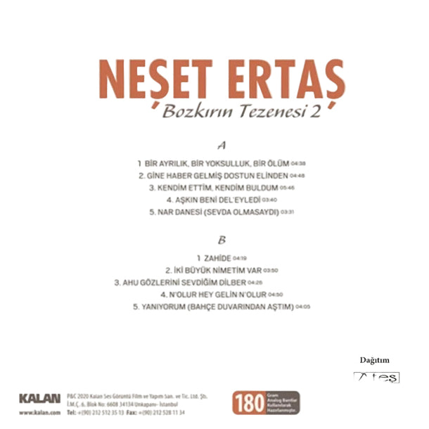 Neşet Ertaş Plak|Bozkirin Tezenesi 2 Plak|Türk Halk Plak|LP