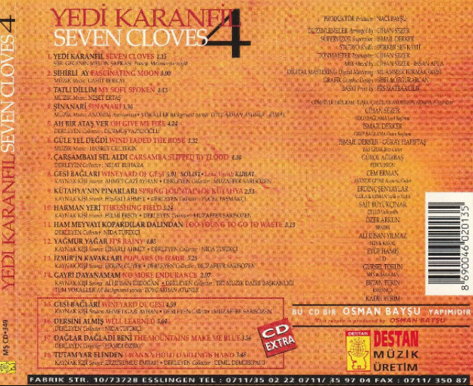 Yedi Karanfil | 4| Seven Cloves (Destan - Müzik)Türkisch Folk Instrumental Musik | CD