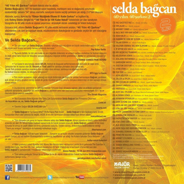 Selda Bağcan Plak | 40 Yılın 40 Şarkısı 2 | Özgün | Protest Müzik ( 2 Plak) Schallplatte | LP