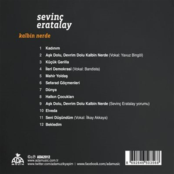 Sevinç Eratalay - Kalbin Nerde CD | Özgün | protest müzik | halk müzigi | Volksmusik CD