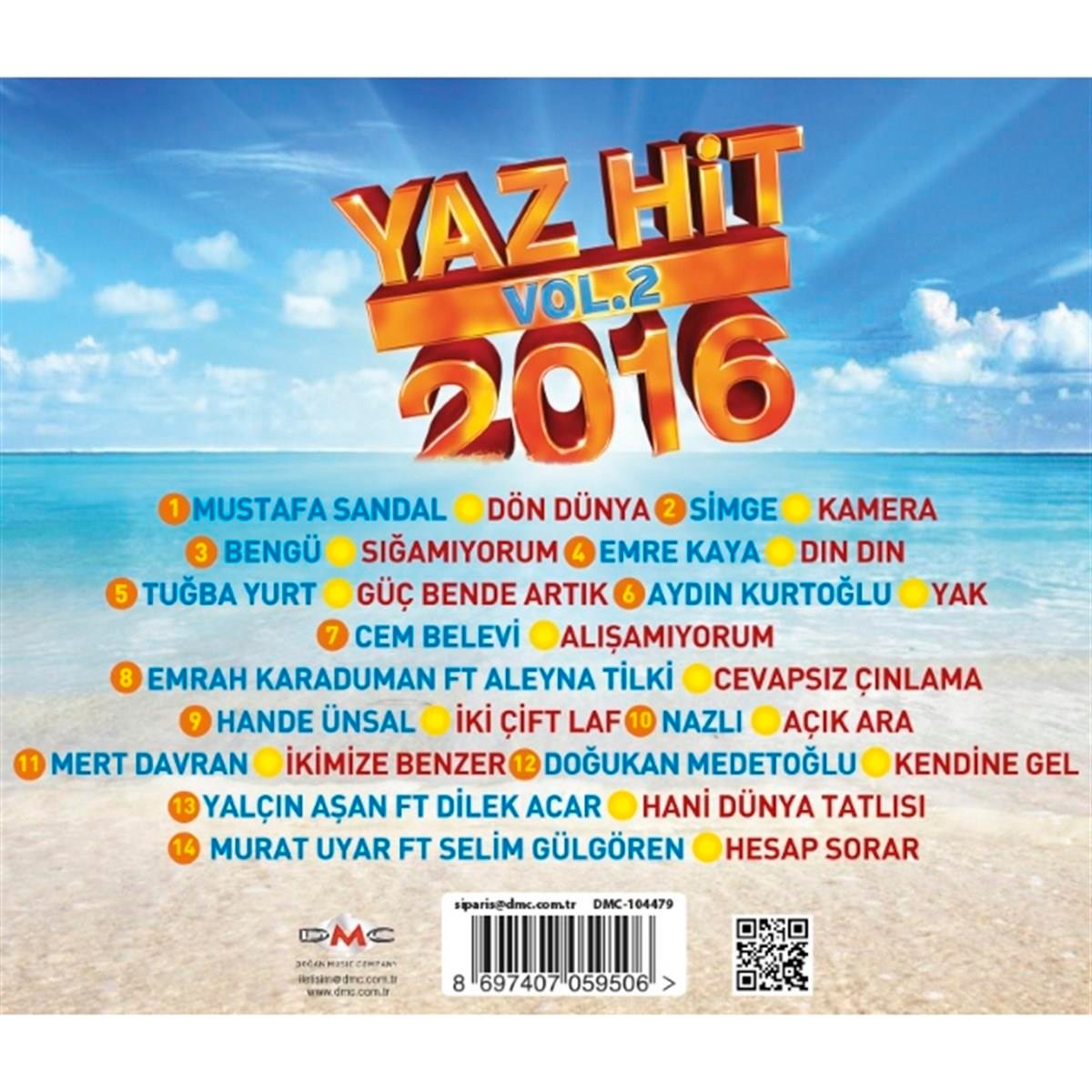 Yaz Hit 2016 - Vol.2 ( CD )Türkçe | karışık | En iyi | eski | Pop | Müzik | CD