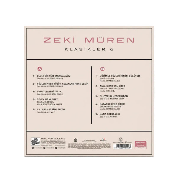 Zeki Müren Plak | Klasikler 6 ( Türk Sanat | Sanat Müziği | Müzigi Plak) Schallplatte | LP