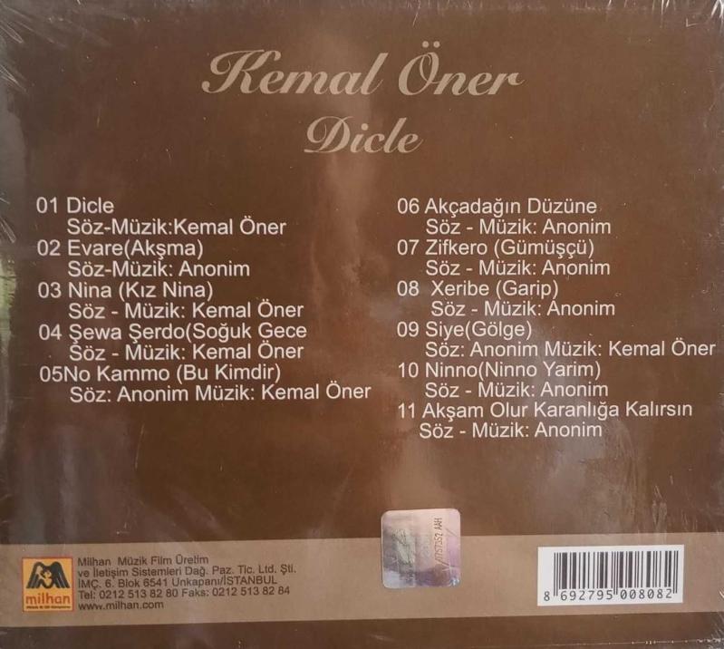 Kemal Öner Dicle CD-Kürtçe CD Kürtçe Halk CD