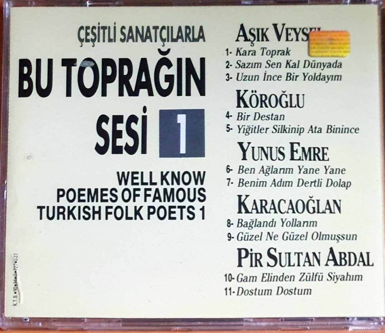 Bu toprağın Sesi 1 CD- Bu Topragin Sesi-Çeşitli Sanatçılarla(CD)Türk Halk CD