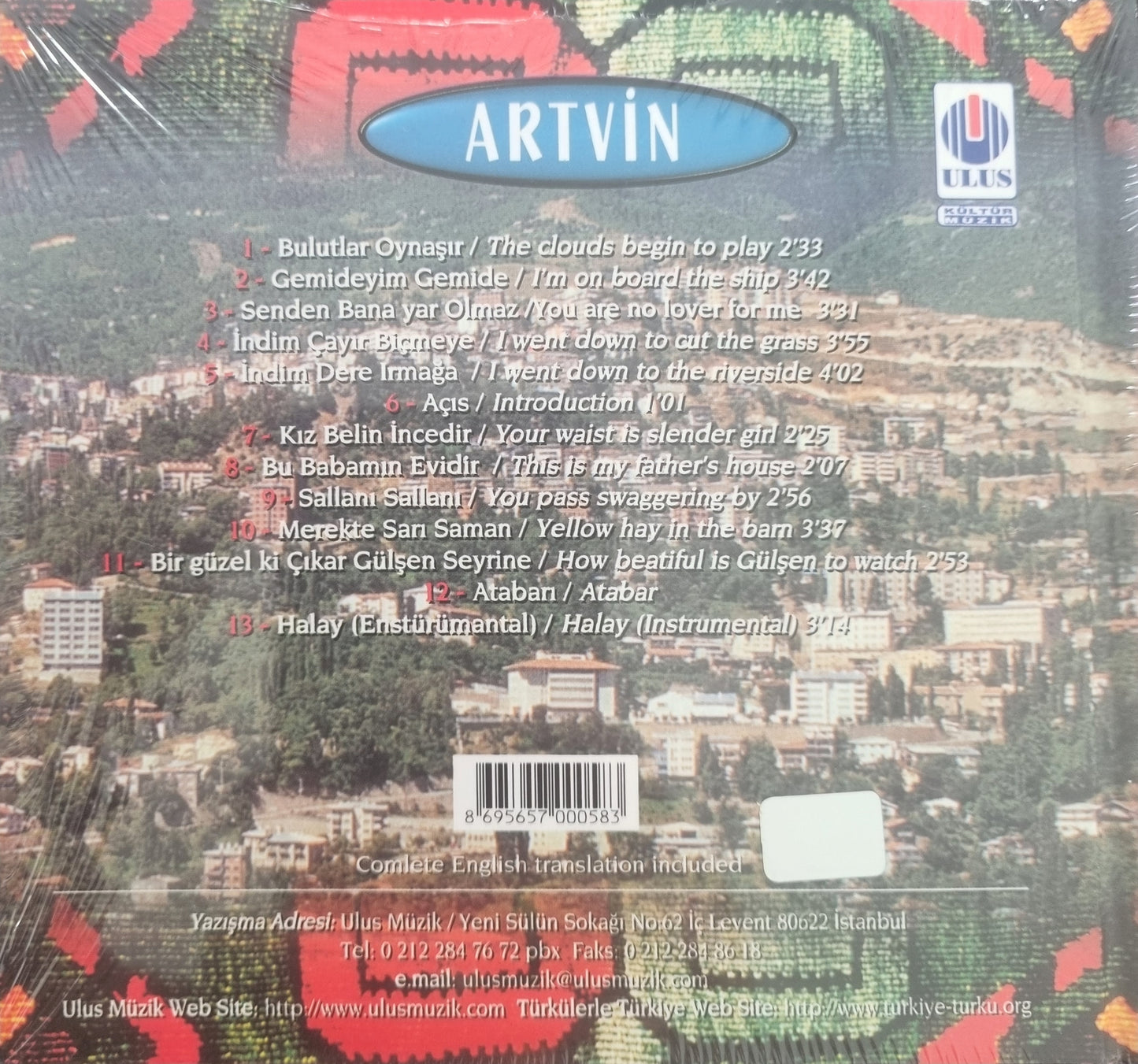 TÜRKÜLERLE ARTVIN TÜRKIYE KÜLTÜR SERISI CD+Kitap / Türkülerle Artvin Türkiye Kültür Serisi Cd