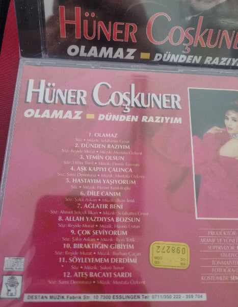 Hüner coşkuner Cd | olamaz dünden razıyım CD | Destan Müzik | Almanya | Stuttgart