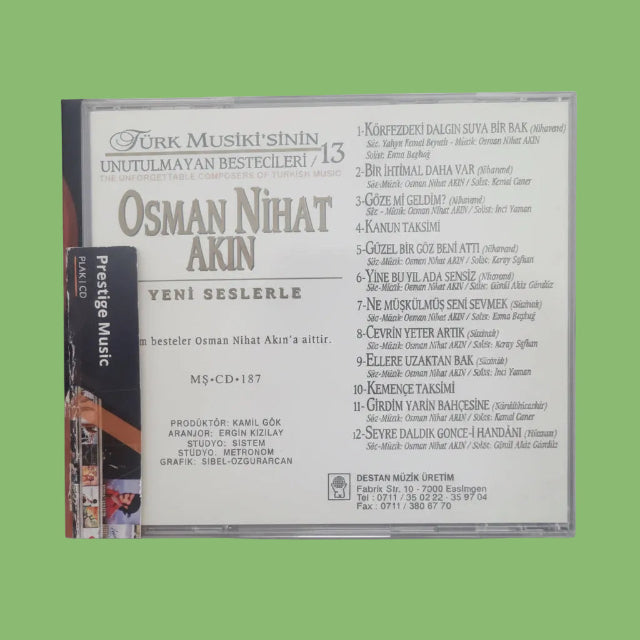 Osman Nihat Akın CD - Türk Musiki'sinin Unutulmayan Bestecileri/13 - 1905 - 1959- Destan Müzik CD
