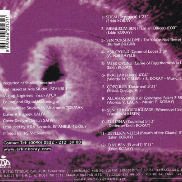 Erkin Koray - Devlerin Nefesi CD (Breath Of The GIANTS ) Türkçe Anadolu Rock (CD, Türkische Rock Album)