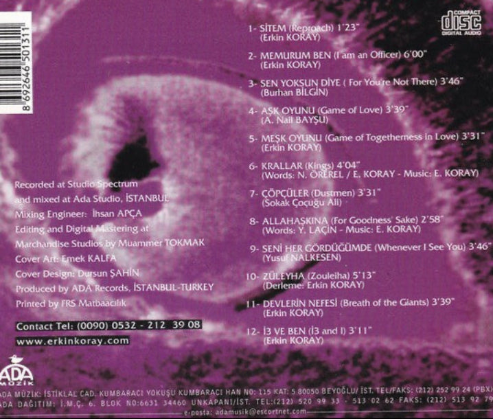 Erkin Koray - Devlerin Nefesi CD (Breath Of The GIANTS ) Türkçe Anadolu Rock (CD, Türkische Rock Album)