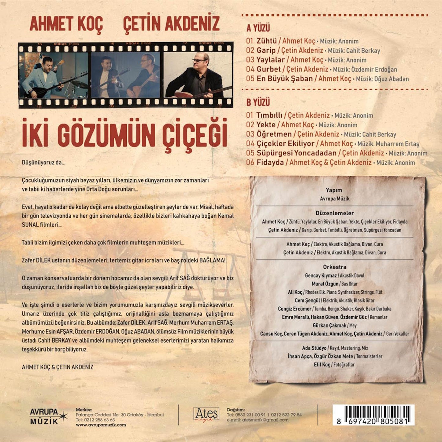 Ahmet Koç-Çetin Akdeniz - İki Gözümün Çiçeği (Plak)Schallplatte