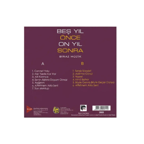 Beş Yıl Önce On Yıl Sonra Plak - Biraz Müzik Plak(Plak)Türkçe | Pop | Plak | Schallplatte | LP