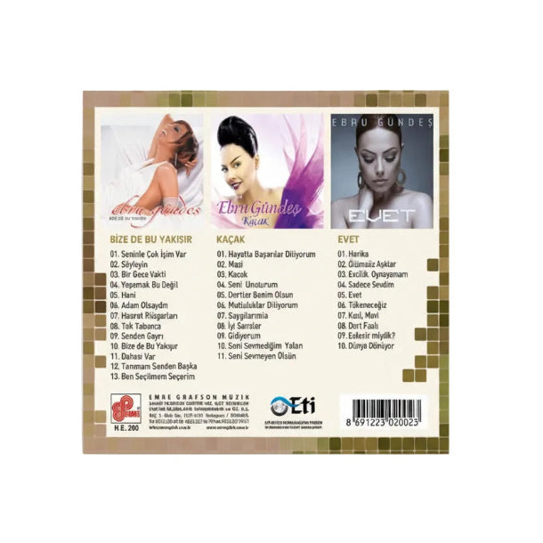 Ebru Gündeş - Arşiv CD( 3 CD Tek Fiyat ) Ebru Gündes CD | Bize de Bu Yakışır | Kacak |Kaçak | Evet | Albüm | CD