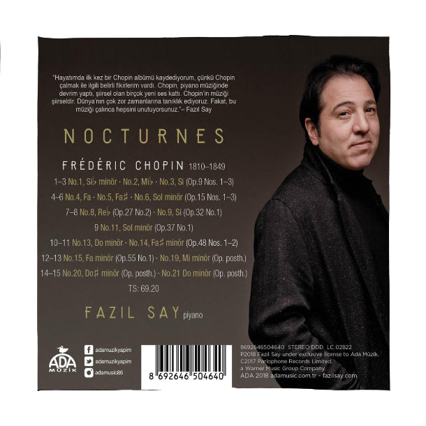Fazıl Say - Chopin CD | Fazıl Say CHOPIN Nocturnes CD | Fazıl Say Piyano | CD