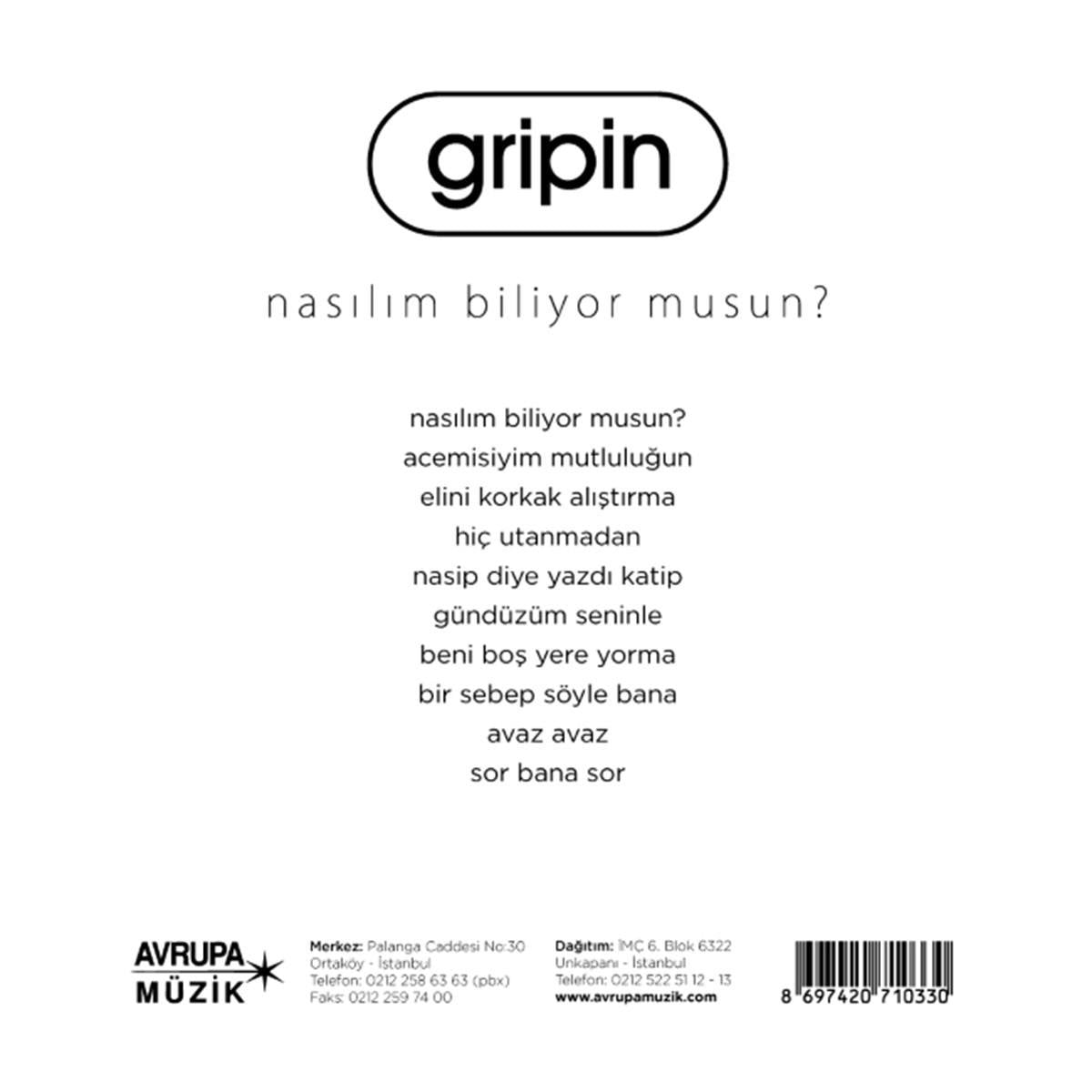 Avrupa Müzik/ Gripin-Nasılım Biliyormusun(CD)