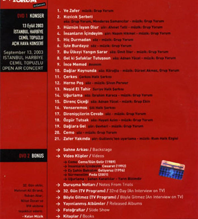 Grup Yorum - In Concert DVD ( Grup Yorum CD)Grup Yorum in Concert - DVD