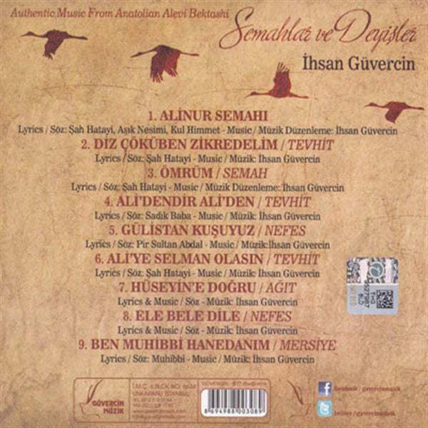 İhsan Güvercin CD - Semahlar ve Deyişler | Alevi Bektaşı | CD | halk müziği  |CD