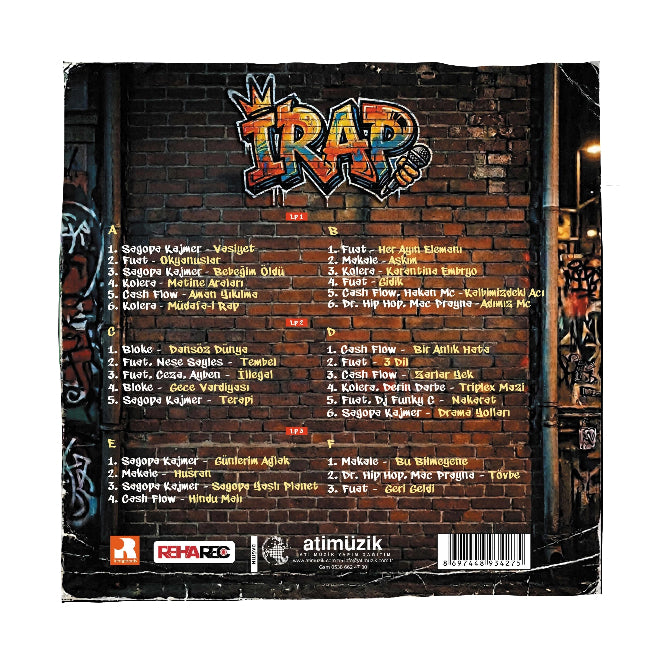 iRap Plak(3 Renkli Plak)Sagopa Kajmer - Ceza - Fuat - Kolera - Ayben - Makale | Plak | LP | Schallplatte