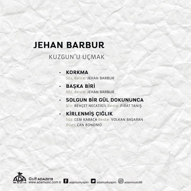 Jehan Barbur – Kuzgun'u Uçmak CD (Türkçe Pop Rock CD)Kuzgun'u Uçmak CD |Jehan Barbur CD